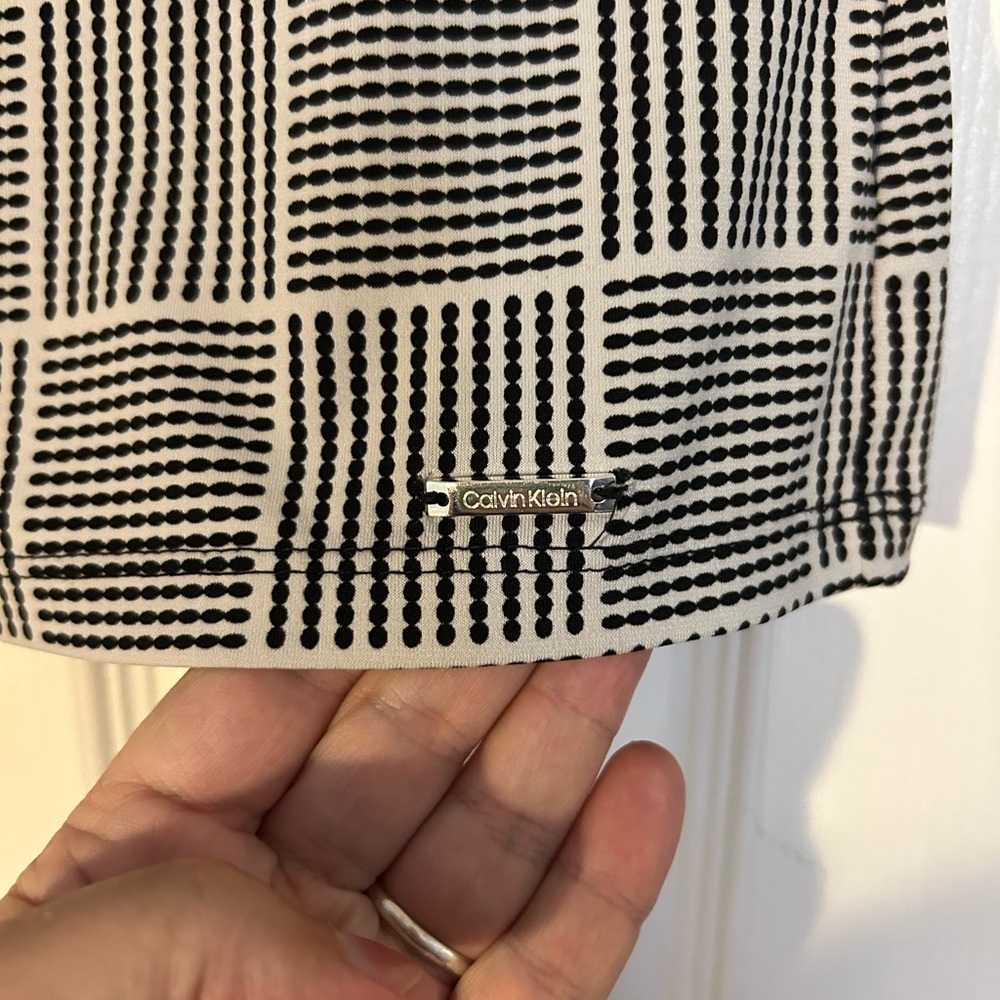 Calvin Klein Black and White Checkered Blouse - Picture 2 of 5